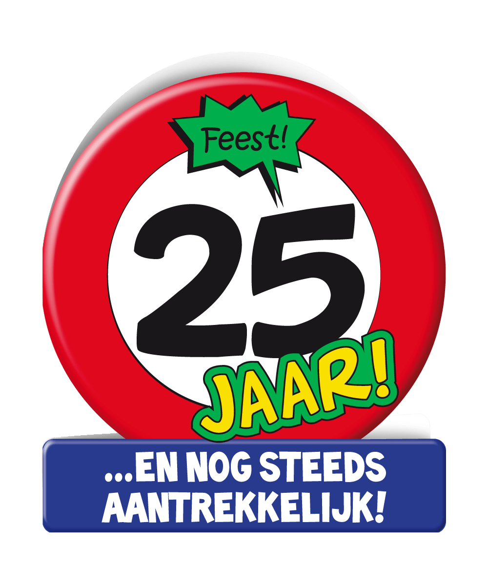 Verjaardagskaart 25 Jaar Verkeersbord 16,5cm