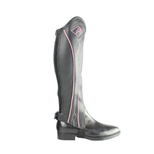 Calças legging de couro para adultos, pretas/rosa