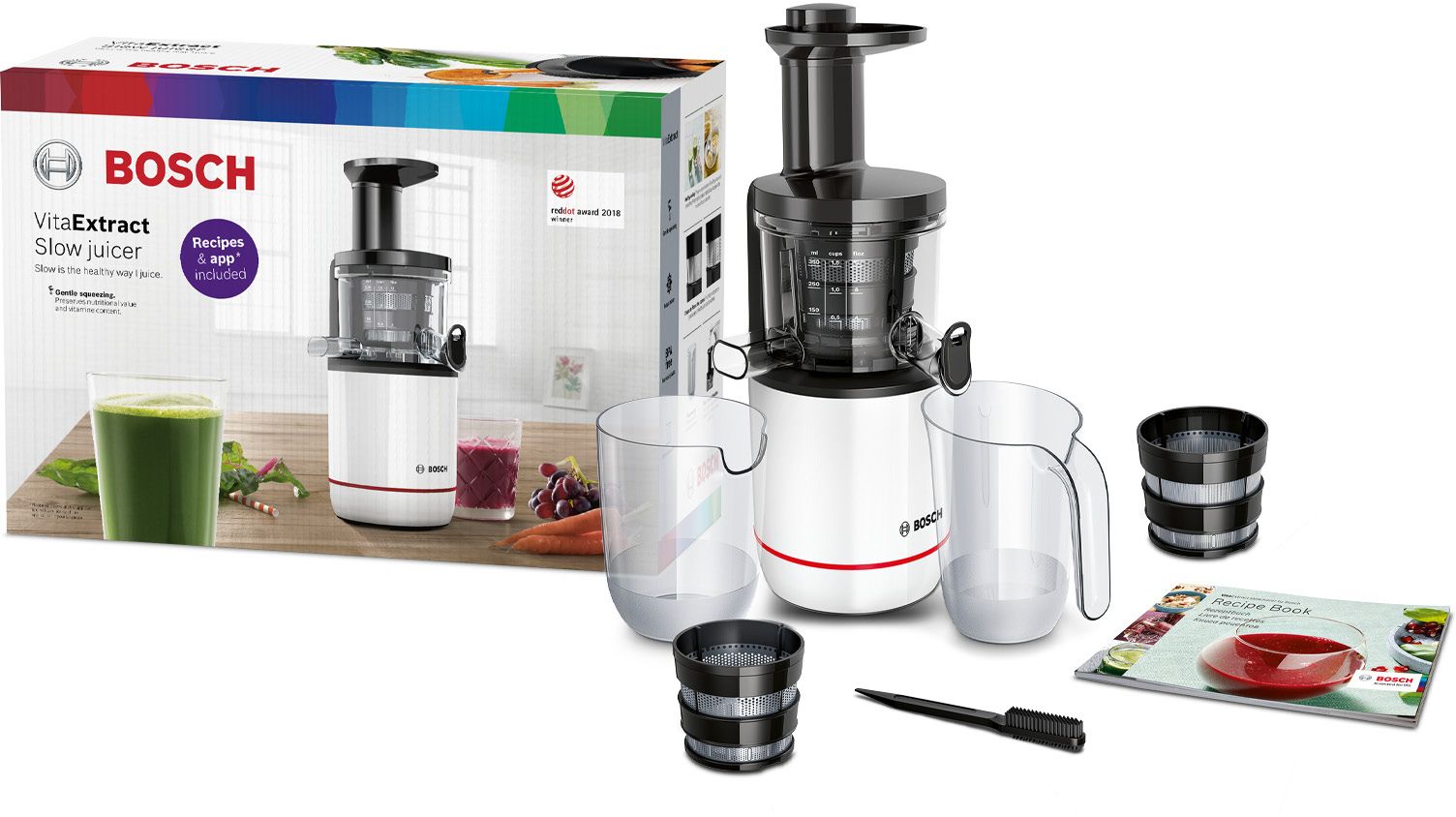 Extrator de suco lento VitaExtract 150W, branco e preto, MESM500W