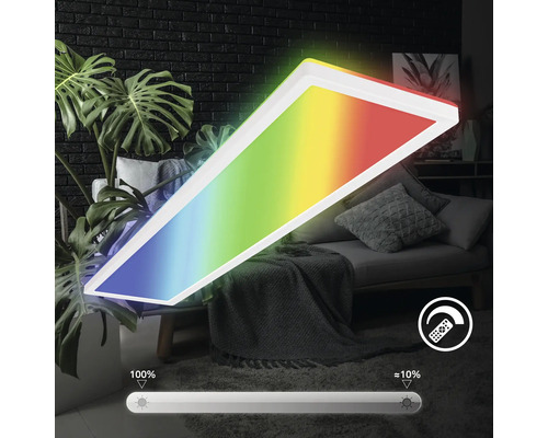 Dimbaar LED-paneel 36W 4800 lm 4000 K RGBW kleurveranderend 20x98 cm slank wit + achtergrondverlichtingseffect + afstandsbediening