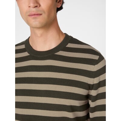 Herren-Strickpullover, Oliv-Sand