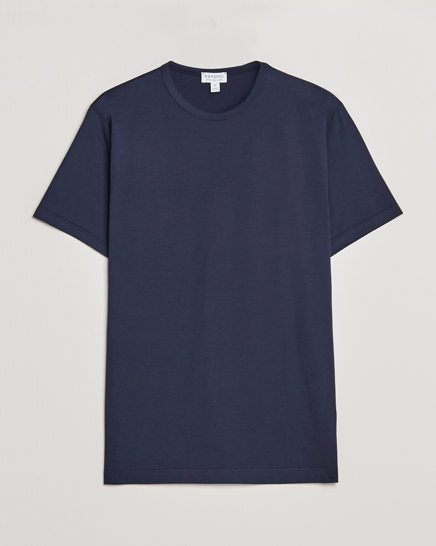 Sunspel Crew Neck Q82 Cotton T-Shirt Navy