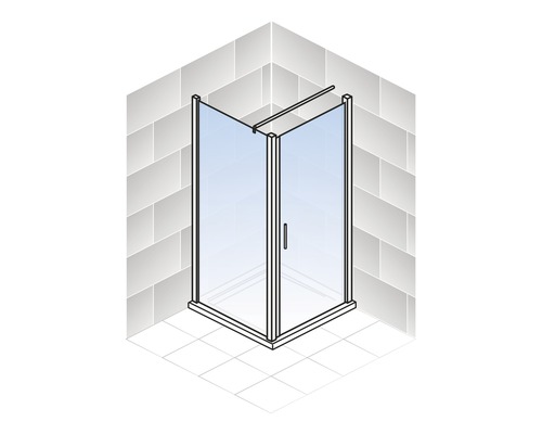 Douchedeur met zijpaneel en draaideur SCHULTE Alexa Style 2.0 ExpressPlus 90 x 90 cm, aluminium profiel, Depoli Light glasdecor, vuilafstotende glascoating
