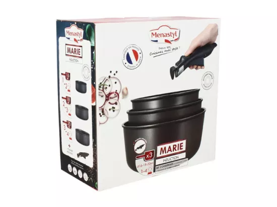 Menastyl - Set De 4 Pieces Casseroles Induction Avec Poignee Amovible