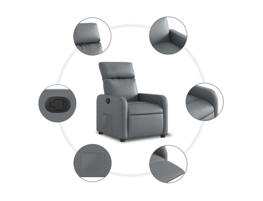 VIDAXL - Fauteuil inclinable électrique gris similicuir