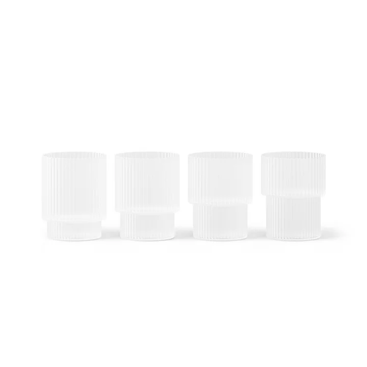 Ferm Living - Ripple Trinkglas small, frosted (4er-Set)