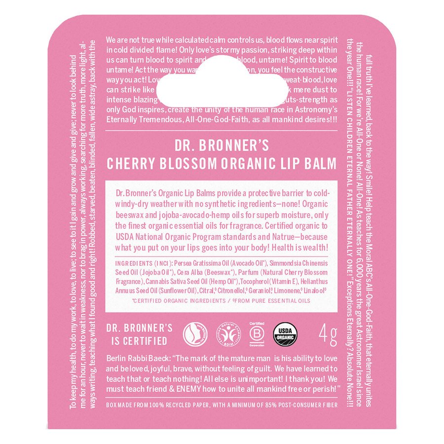 Dr. Bronner Cherry Blossom Organic Lip Balm 4g