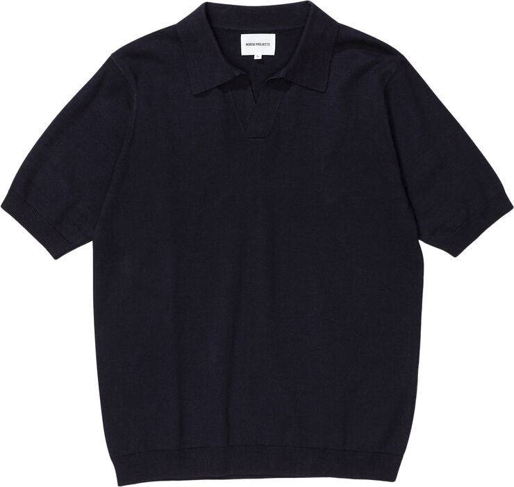 Norse Projects Leif Cotton Linen Polo Blå
