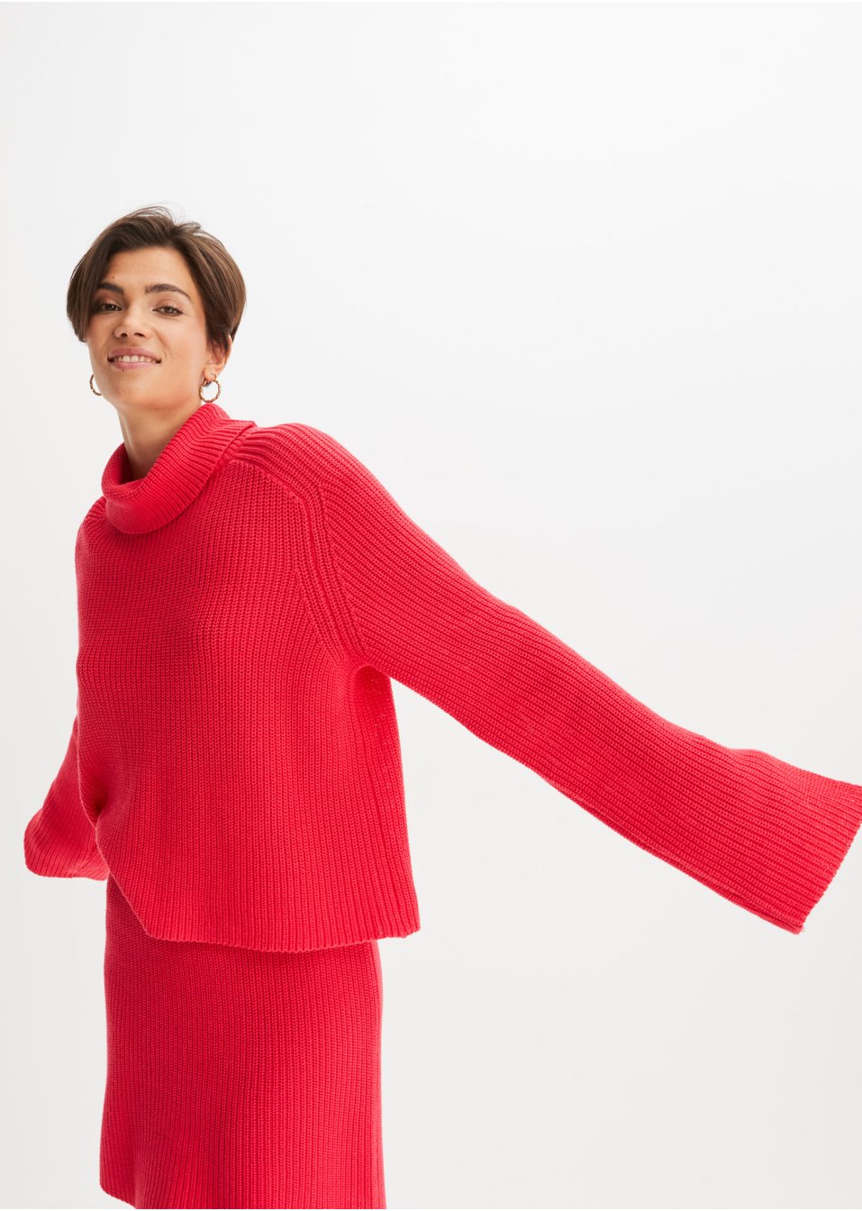 Pull court en maille avec col roulé