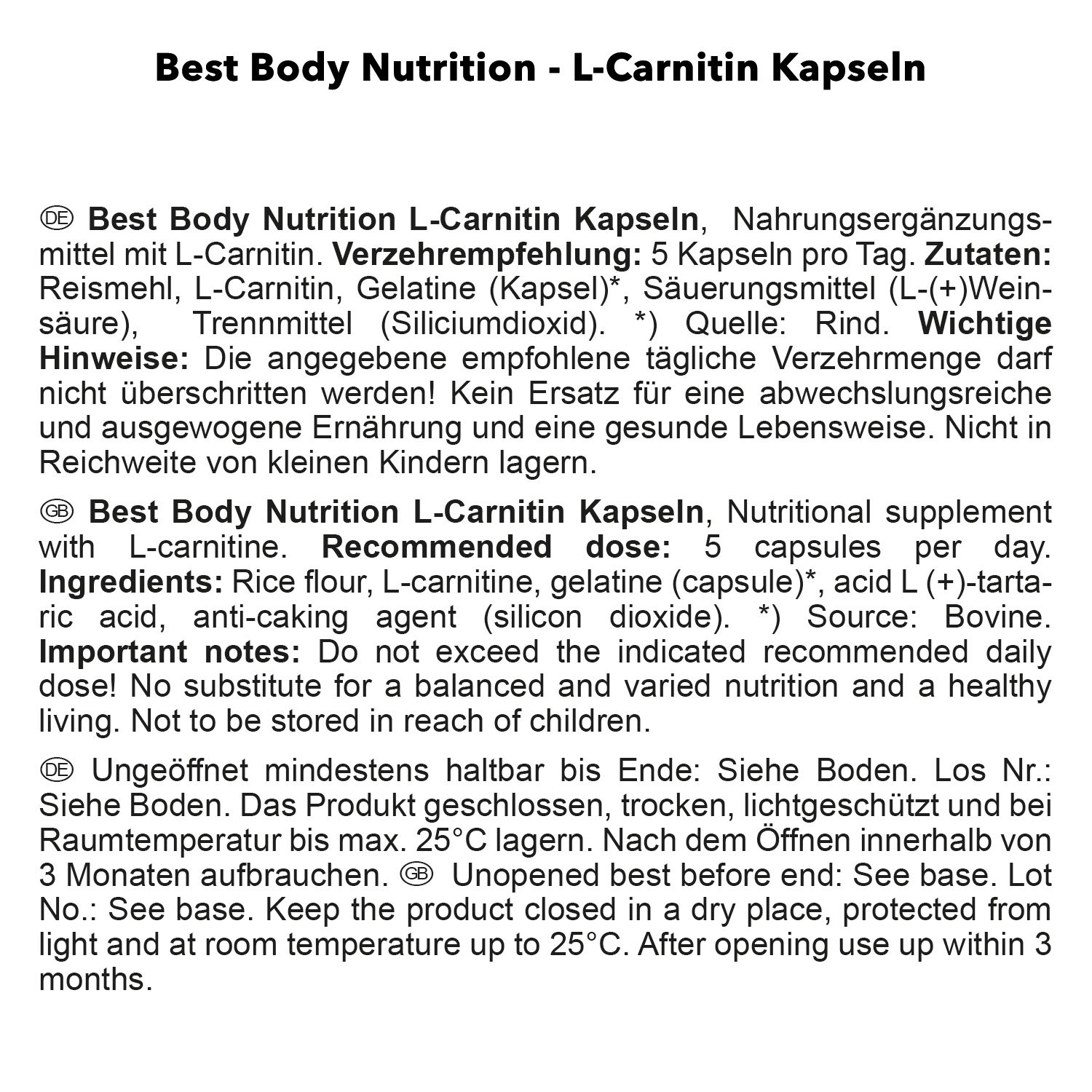 Best Body Nutrition L-Carnitin Kapseln