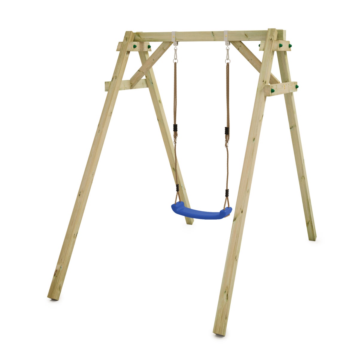 WICKEY Kinderschommelset Smart One Schommel met Schommelzitje, Schommelframe, Enkele Schommel, Houten Schommel - Blauw