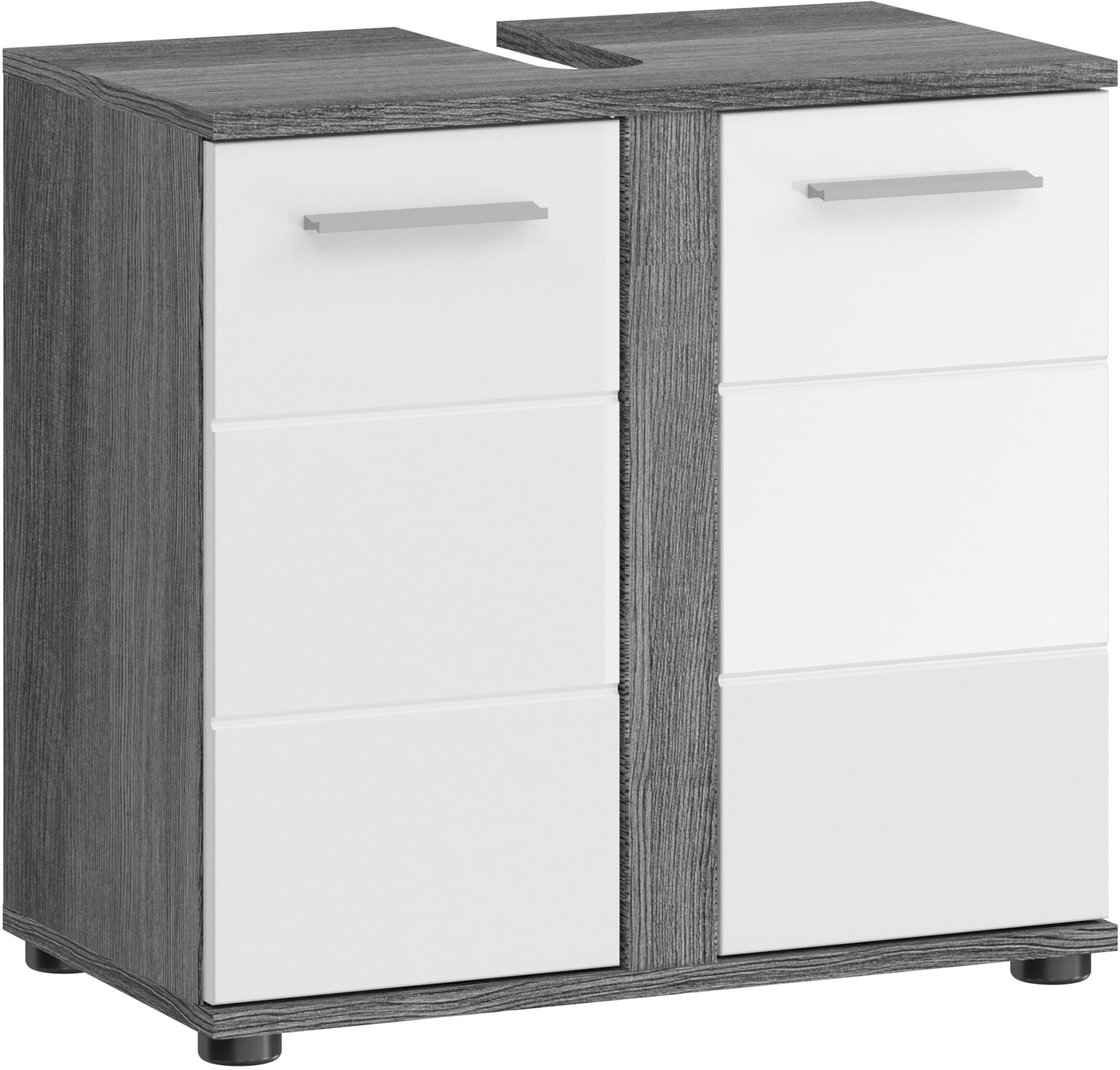 welltime Waschbeckenunterschrank »LUCCA, TOPSELLER!, Breite 60cm, 2 Türen, 2 Fächer,mit Siphonausschnitt« MDF-Front, Badmöbel, Badschrank, Schrank, Kommode, Bad, Badezimmer
