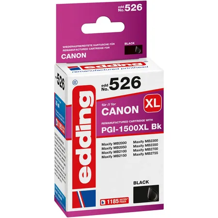 edding Tintenpatrone EDD-526 ersetzt Canon PGI-1500XLBK schwarz