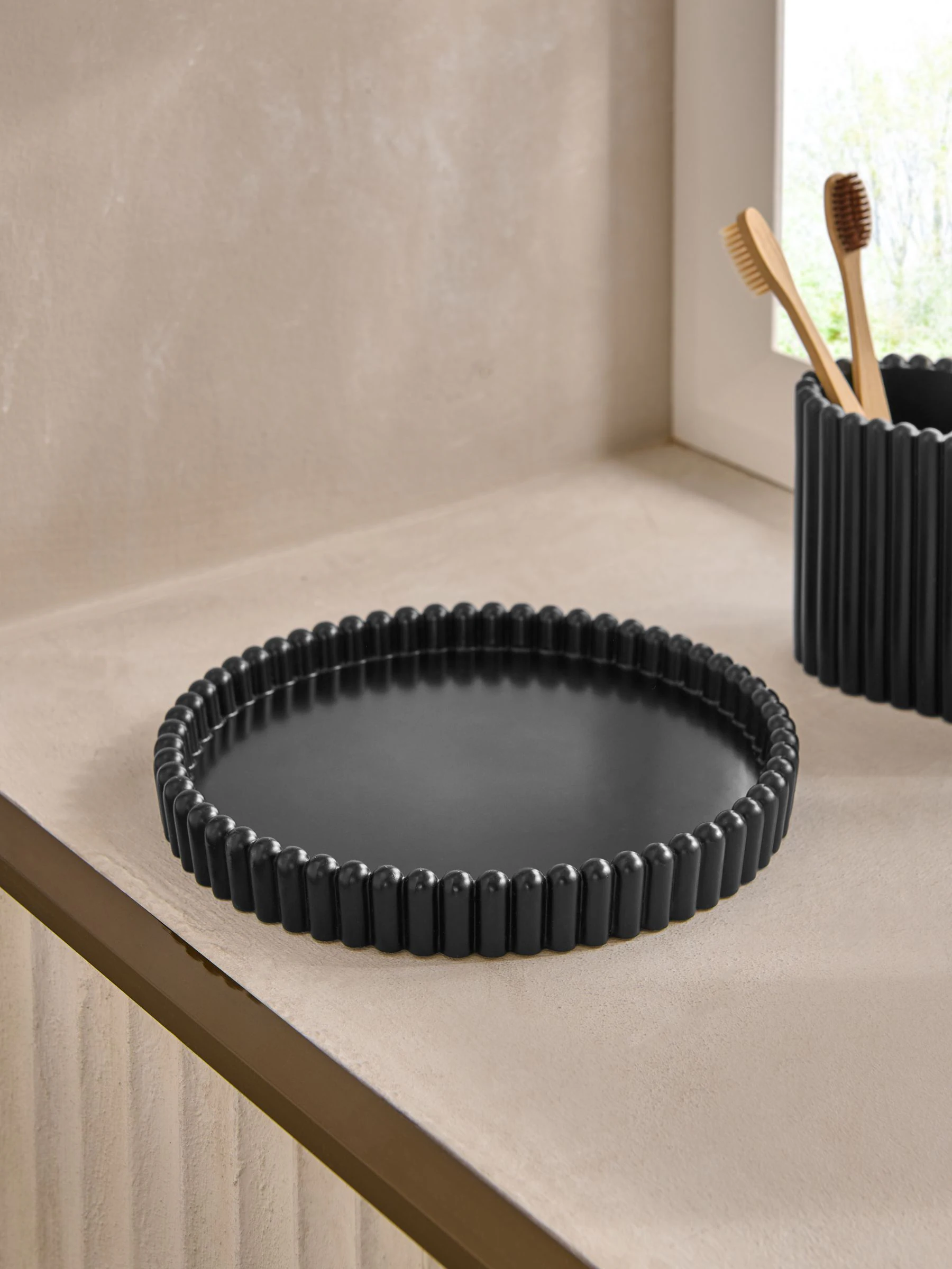 Geribbeld rond dienblad