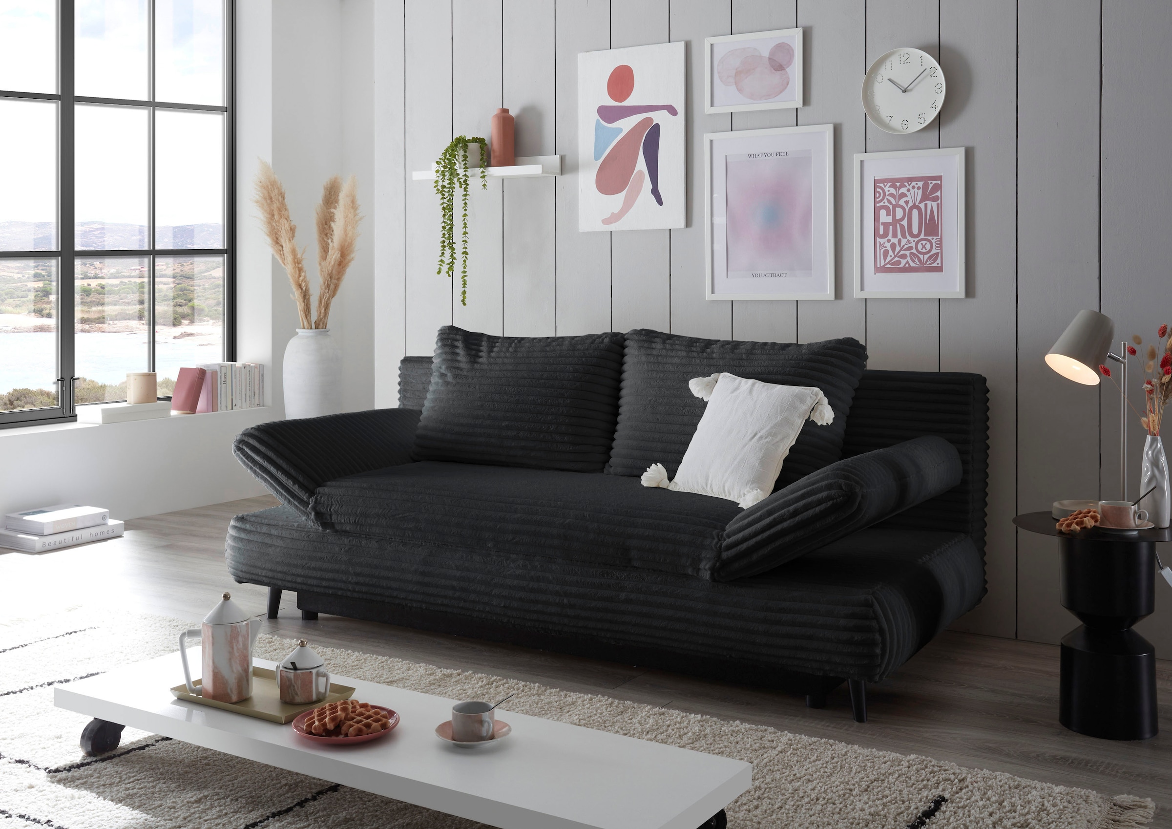 ED EXCITING DESIGN Schlafsofa »Sunny« mit Bettkasten, Armteilverstellung & 2 Rückenkissen