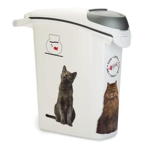 Recipiente branco para armazenar ração de gato