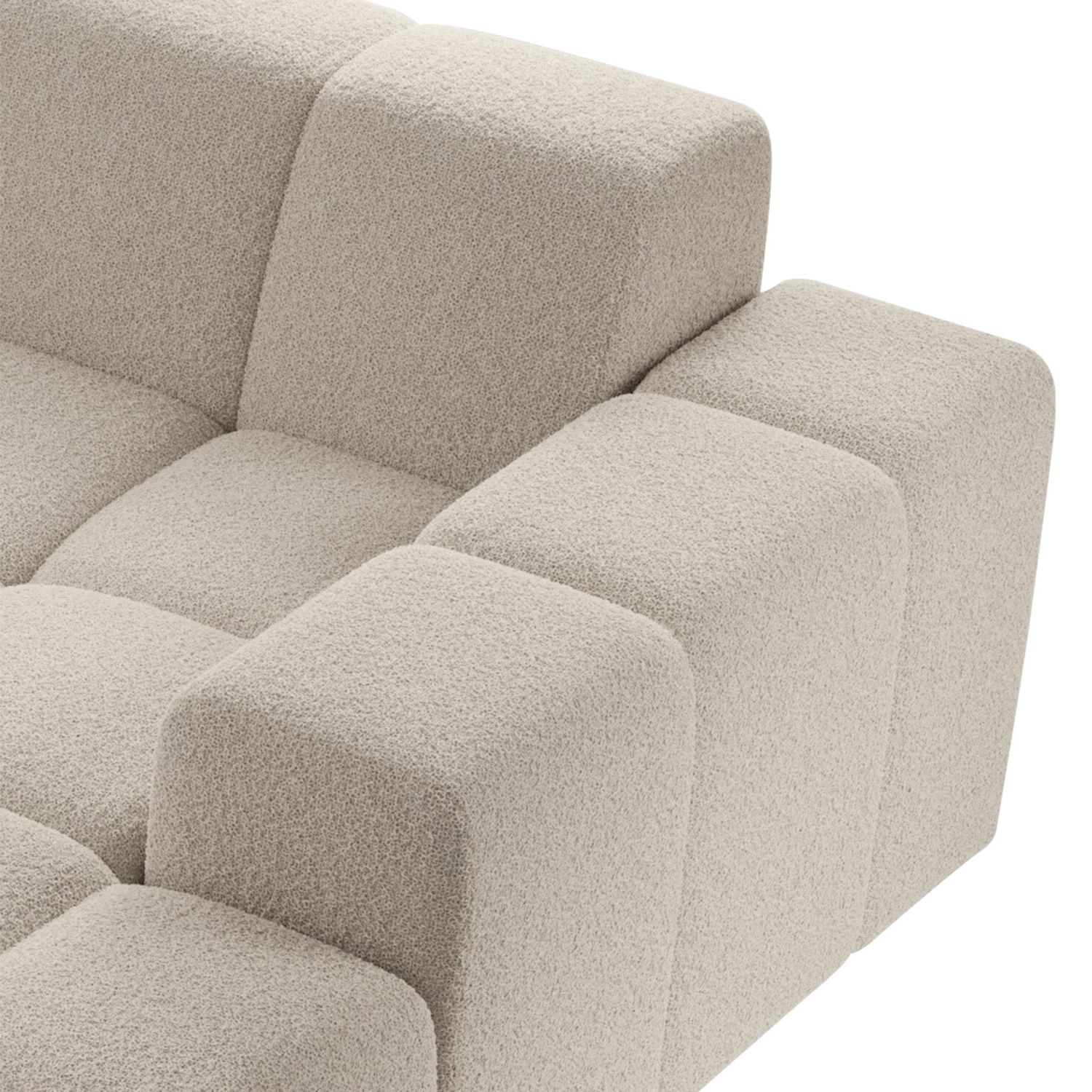 Juskys Sofa Merano Rechts - Ecksofa 3 Sitzer, Couch in L Form mit Ottomane - Boucle-Gewebe in Creme