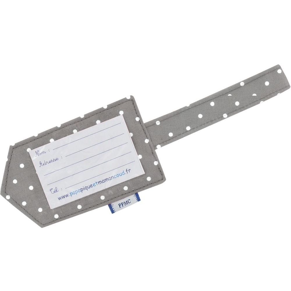 Etiquette Bagage Pois Gris Clair