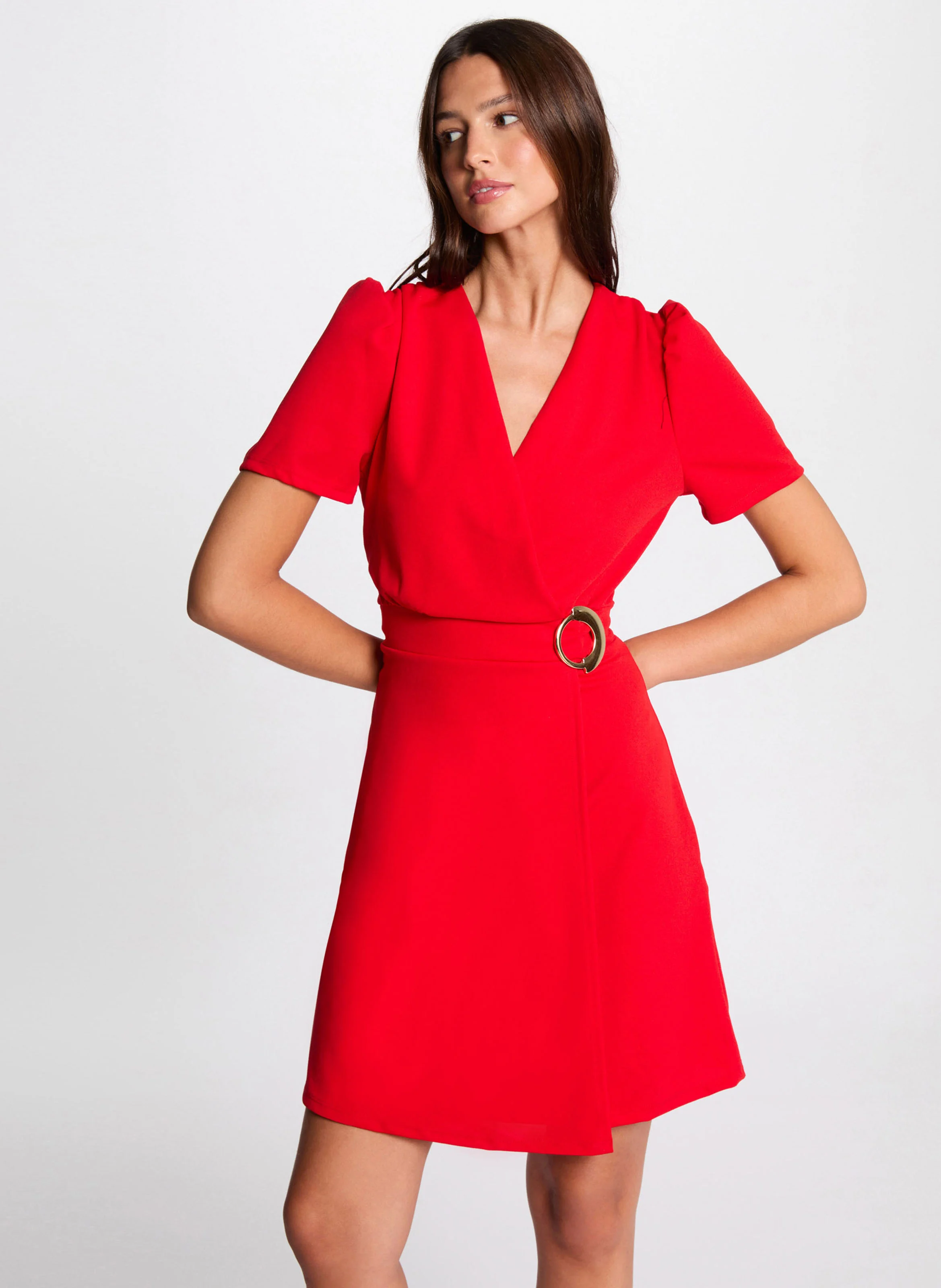 RSCUBA - Robe midi portefeuille ceinturée| Rouge
