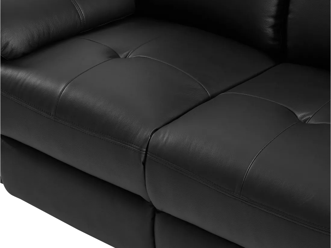 Canapés 3 places 2 places et un fauteuil relax en cuir noir VINETA