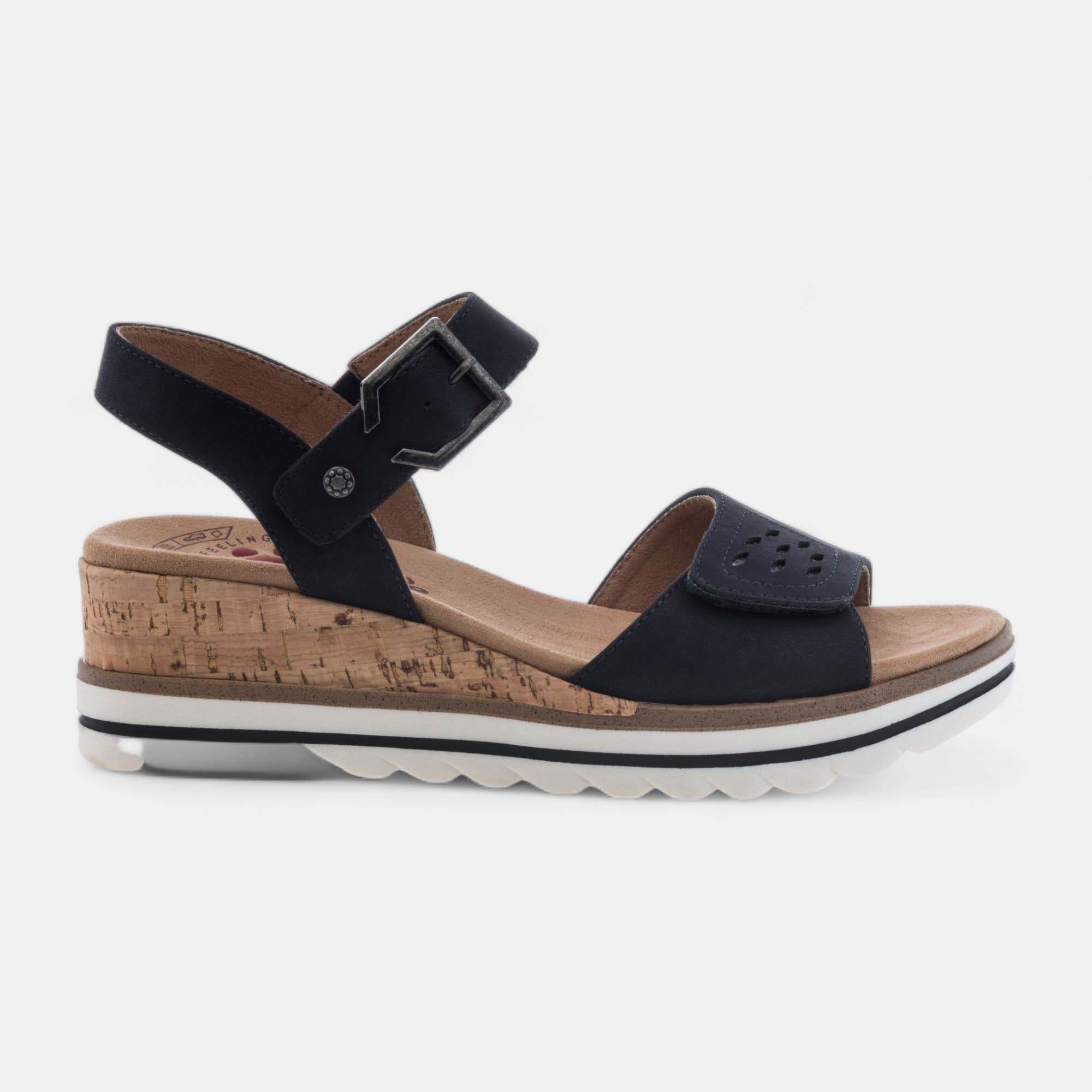 Sandales à talon compensé Femme bleu marine
