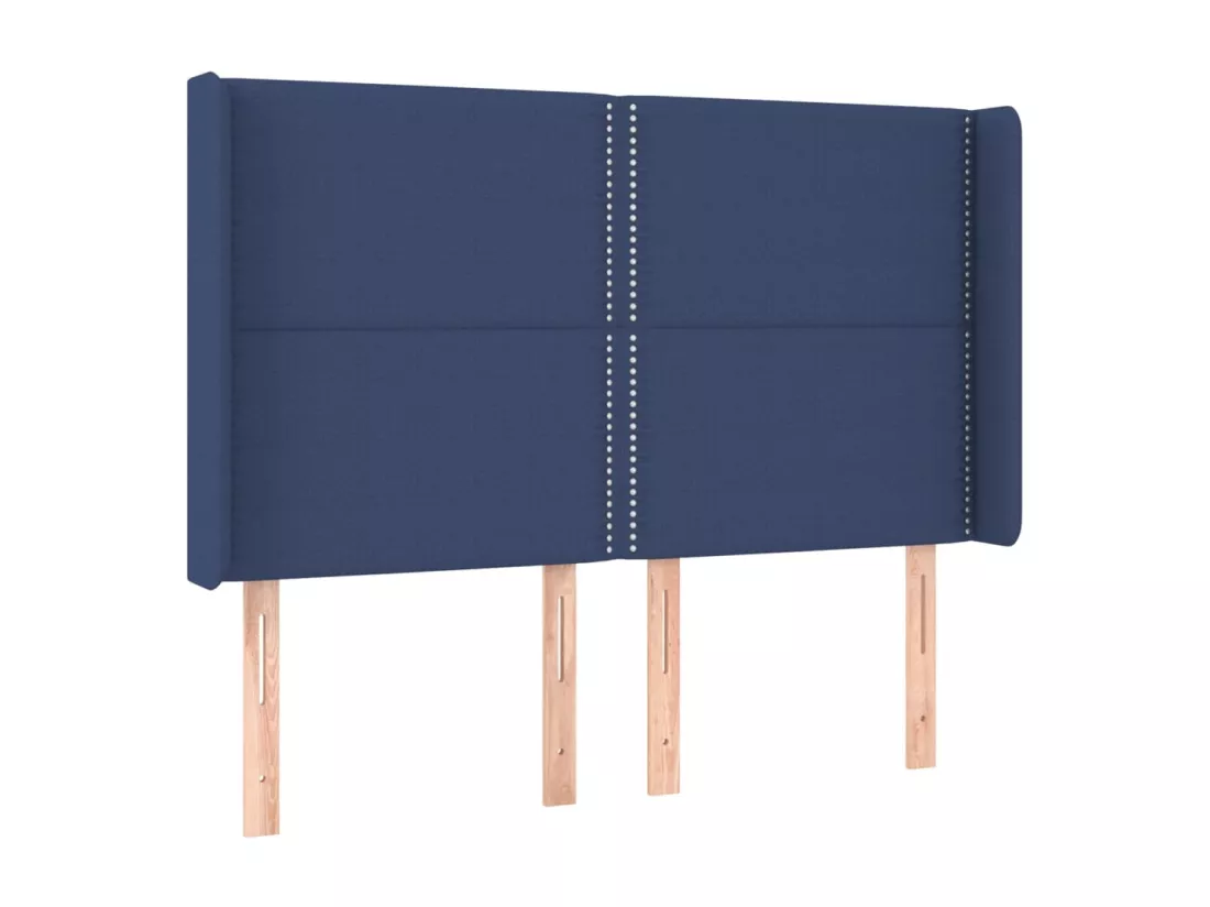 Sommier tapissier avec matelas et LED Bleu 140x190 cm Tissu