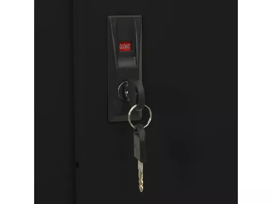 Armoire de bureau avec porte coulissante Noir 90x40x180 Acier 2