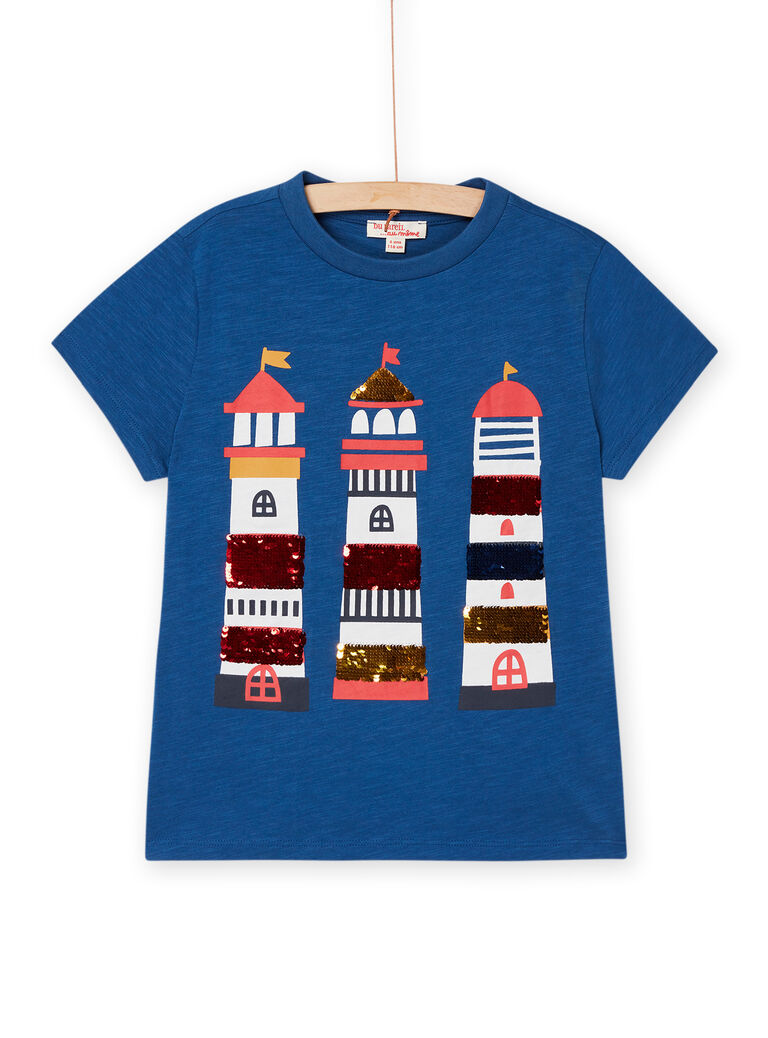 T-shirt bleu à animation phares
