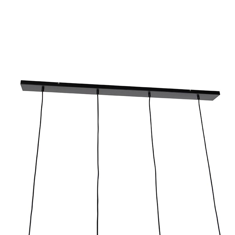 Design hanglamp zwart met goud en smoke glas 4-lichts - Zuzanna