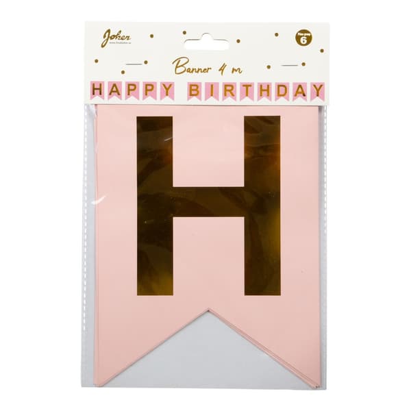 Flag Banner Happy Birthday Pink