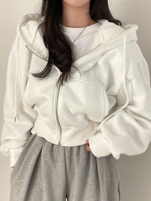 palajana - Effen cropped hoodie met rits