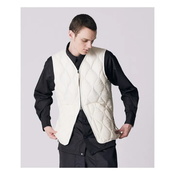 Taion Veste Zippée Sans Manches Military Unisexe Nylon | Ecru