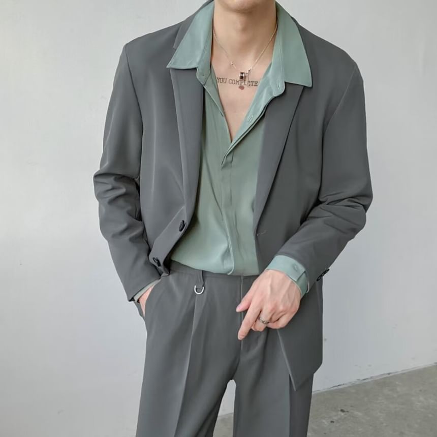 Urtishia - Effen blazer met één knoop