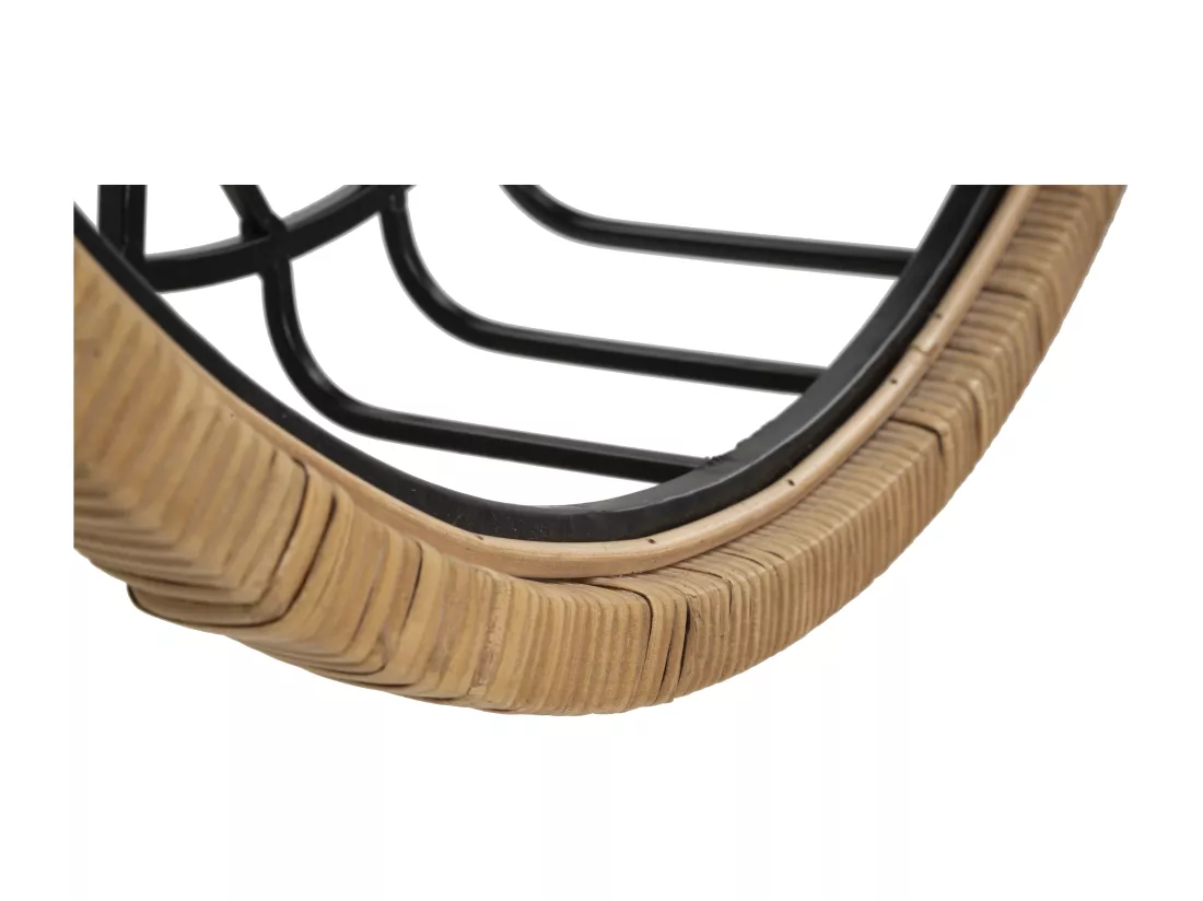 Etagère murale en métal et rotin noir et marron 72,5x18x65 cm