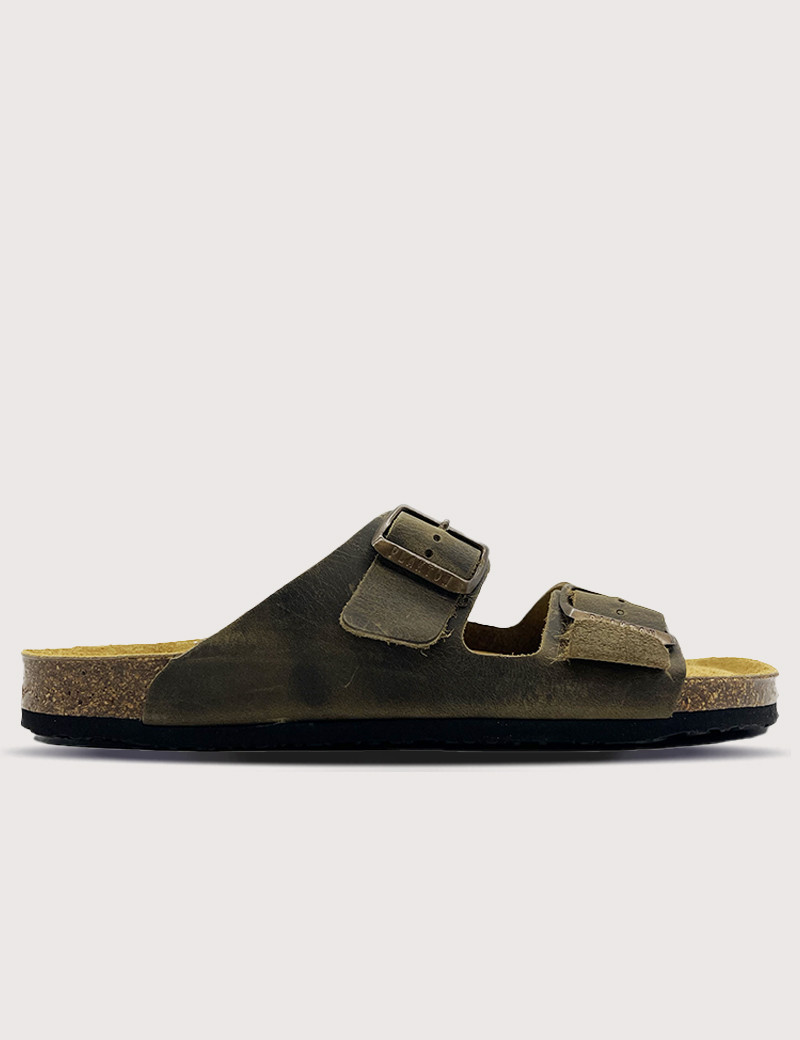 PLAKTON MULES HOMME DOUBLE BRIDE KAKI