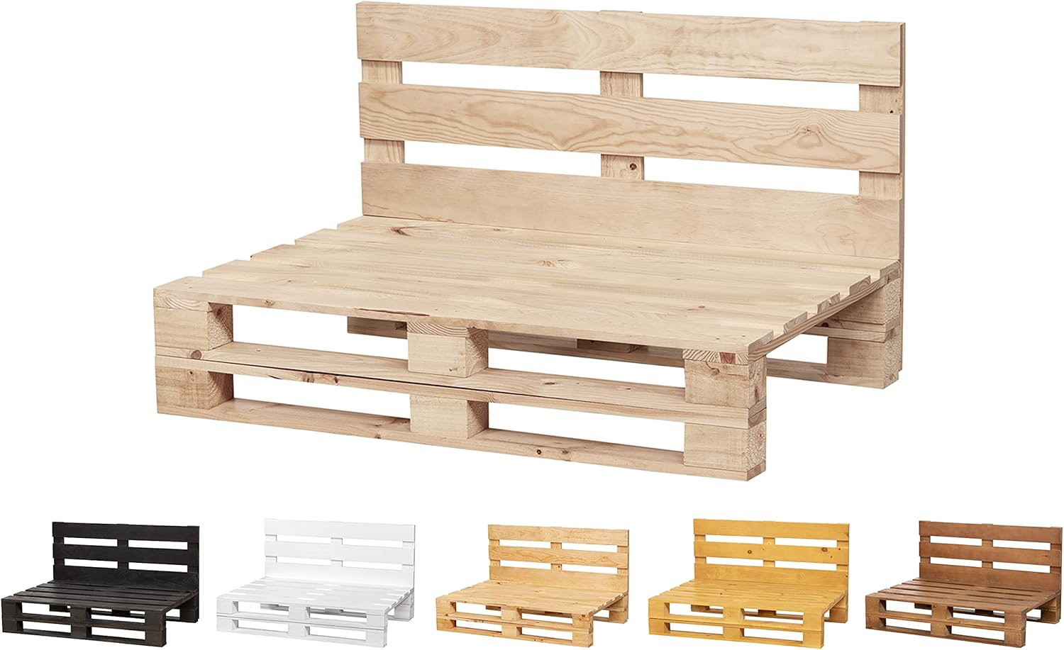 Canapé en palettes poncées et brossées – intérieur/extérieur - pour patio - 120 x 60 cm, finition écru JQ2100980