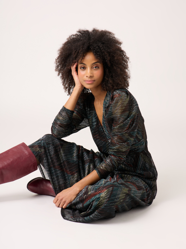 Robe avec détails fils métallisés