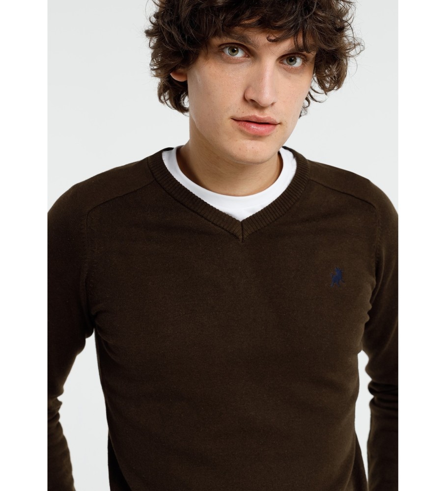 Blusa básica Lois | Marrom com decote em V