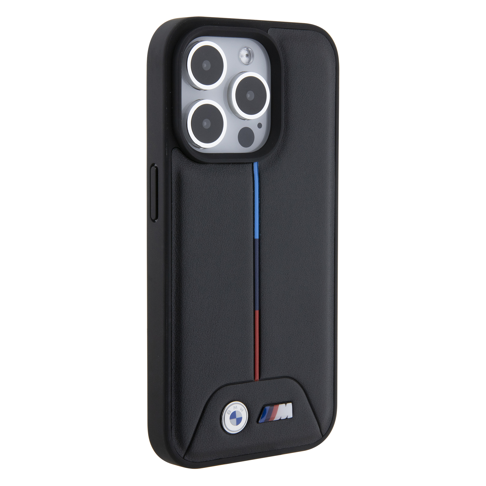 iPhone 15 Pro Leder Hardcase Hülle Quilted Tricolor (BMHCP15L22PVTK) - Schwarz