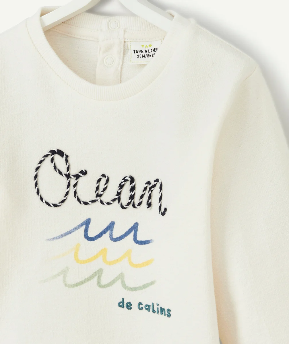 T-SHIRT BÉBÉ GARÇON EN COTON BIO BLANC THÈME MARIN