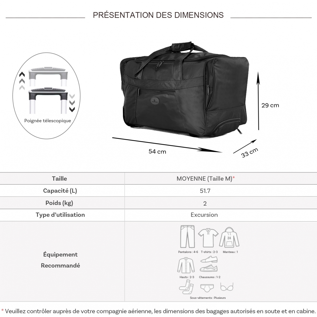 David Jones Sac de voyage cabine avec roulettes 42L David Jones polyester taille S 50cm