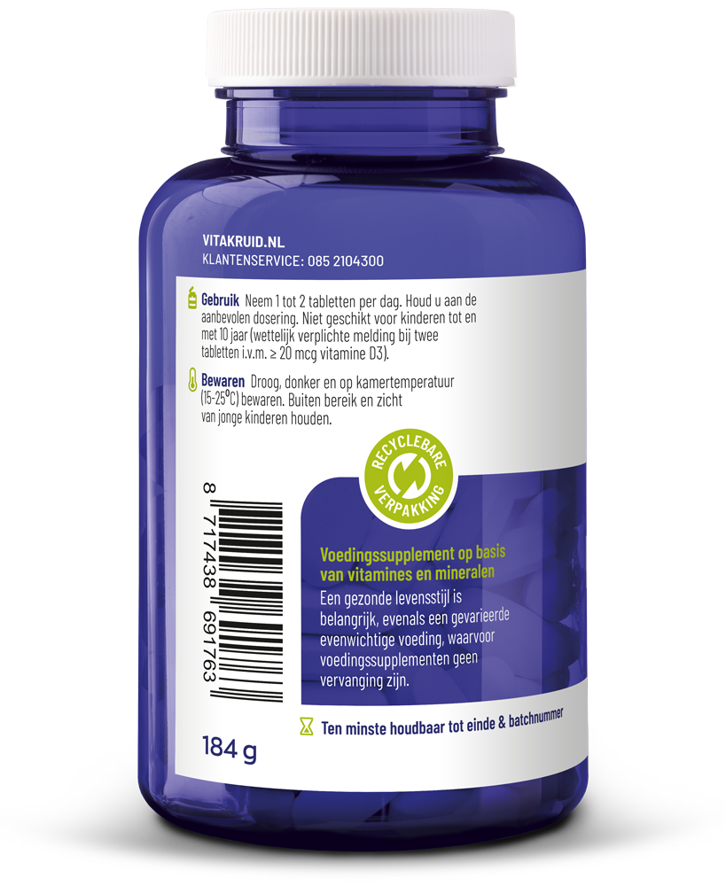 Vitakruid Relaxcomplex Oa Magnesium Tauraat & Vitamine D3 (90 tabletten)