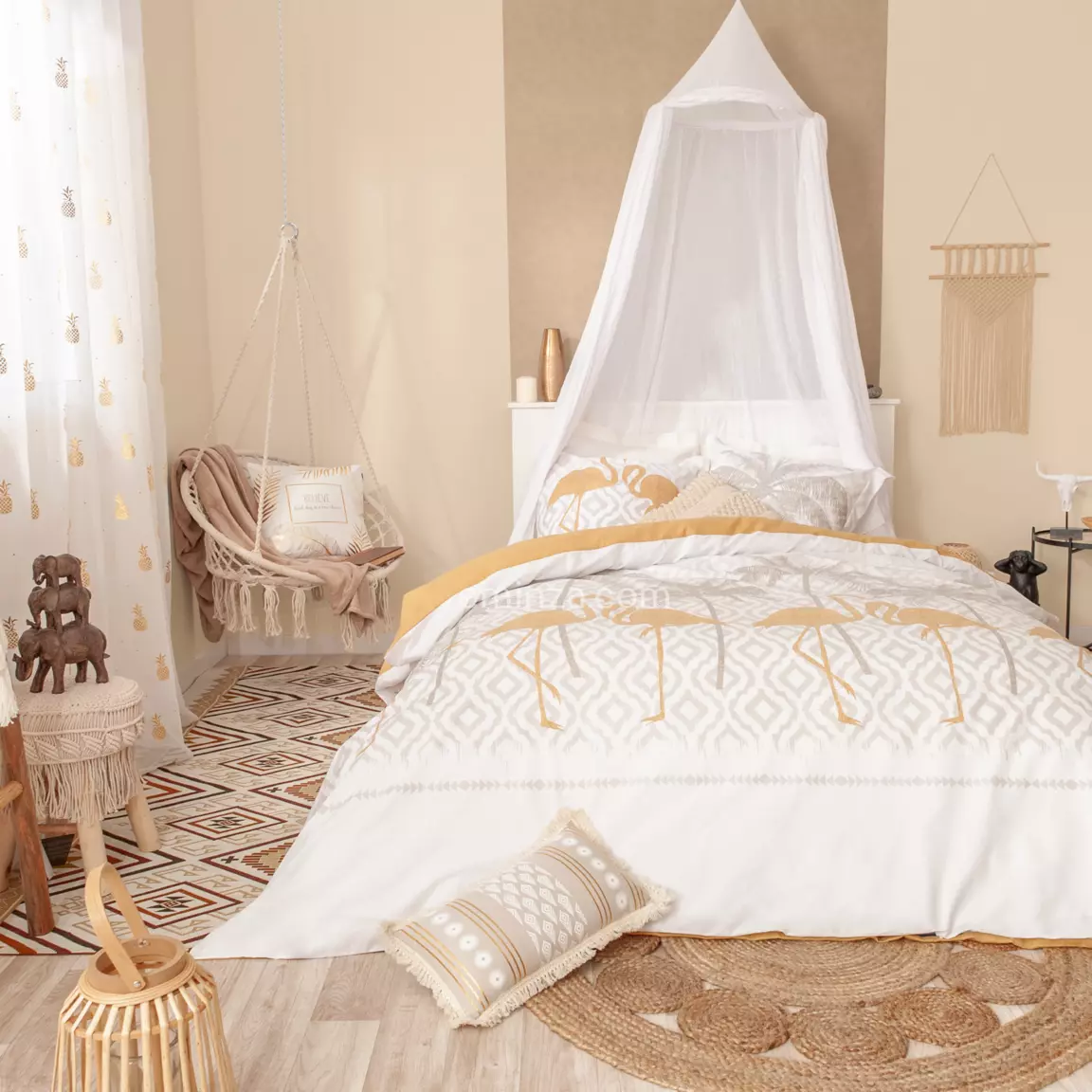 Lot de 2 tabourets (H42 cm) Macrame Eté Beige