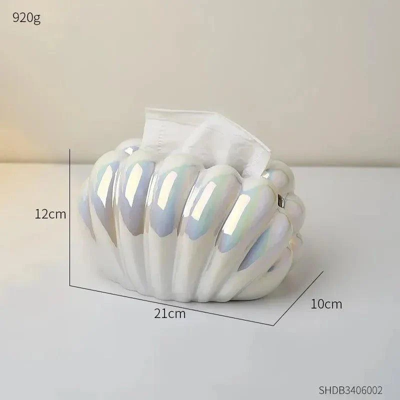 Ceramics Shell-shaped Tissue Box Case | Modern Decorative Napkin Holder Organizer