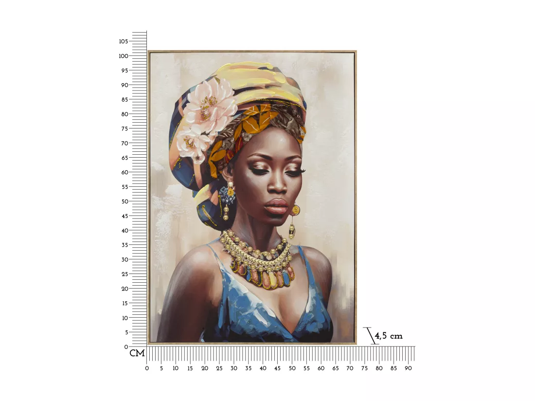 Peinture de femme multicolore sur toile avec cadre 72x4,5x102 cm