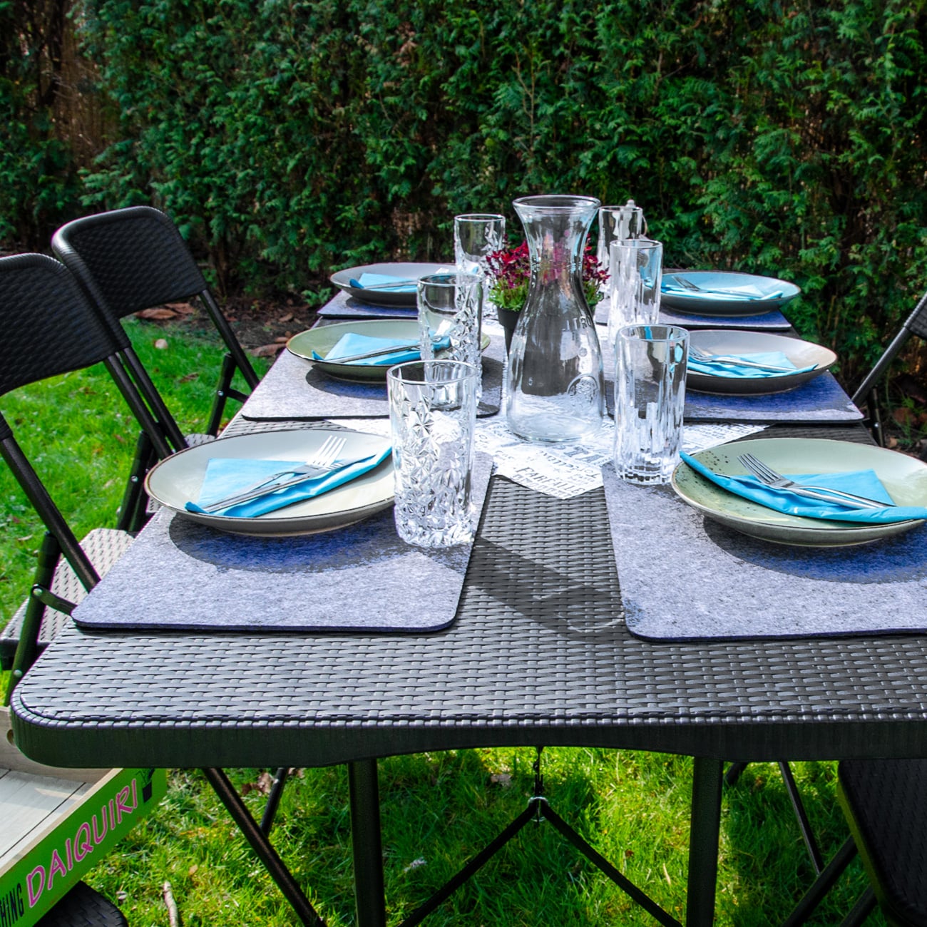 Gartentisch für 6 Personen - 180 x 74cm Klapptisch Rattan-Look Esstisch Klappbar