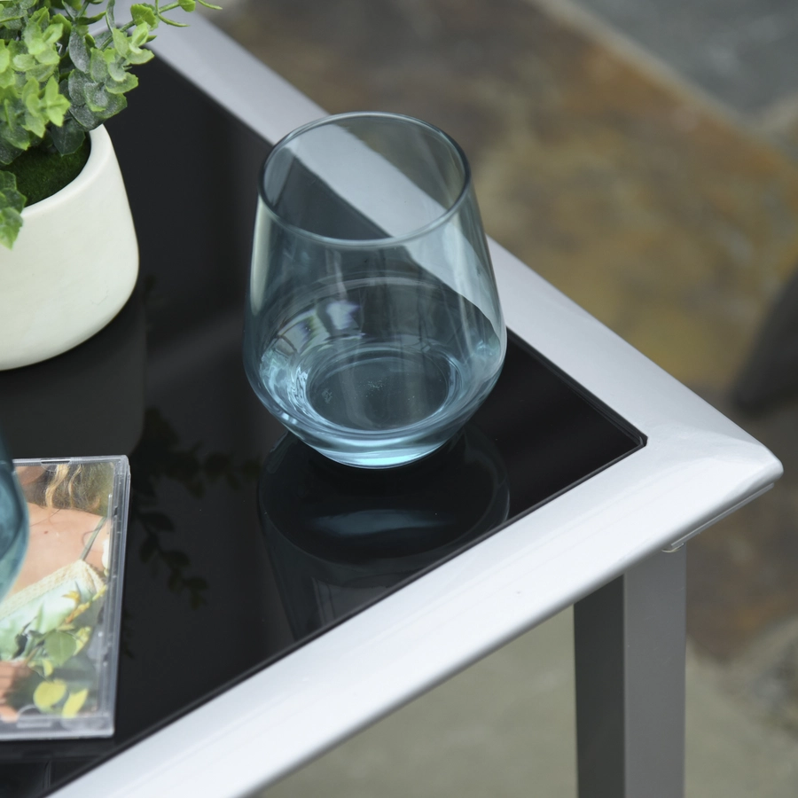 Outsunny 2er Set Gartenliegen mit Tisch silber, schwarz
