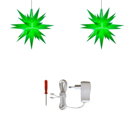 Herrnhuter Sterne Innenstern A1e grün (13cm) 2er Set LED inklusive Netzteil