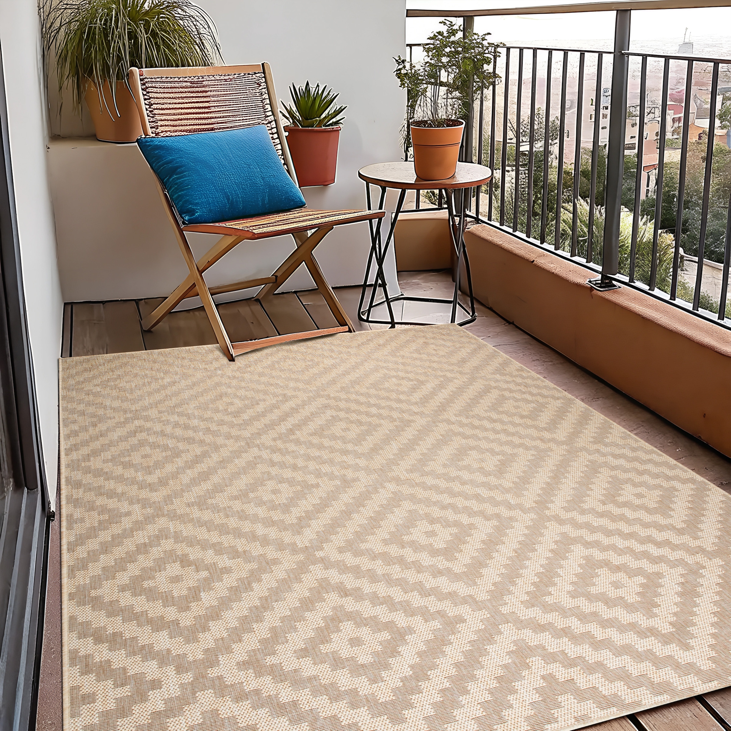 my home Teppich »Cordoba auch als Läufer erhältlich« rechteckig 3 mm Höhe In- und Outdoor geeignet, Sisal-Optik, Wetterfest & UV-beständig, Boho