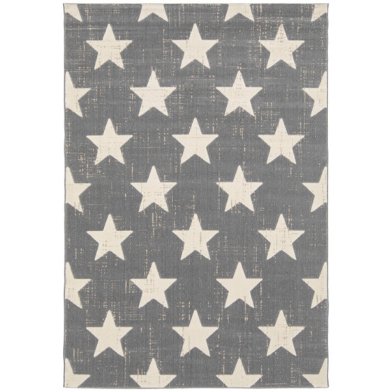 Tapis chambre d'enfant - star vintage - gris foncé - 120 x 170 cm